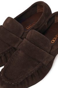 کفش لوفر زنانه جیر قهوه‌ای مدل ماسکولن دری مد