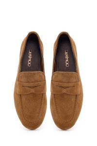 کفش لوفر زنانه جیر قهوه‌ای مدل ماسکولن دری مد