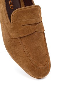 کفش لوفر زنانه جیر قهوه‌ای مدل ماسکولن دری مد