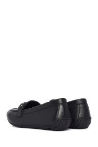 کفش لوفر زنانه چرم مشکی سگک‌دار دری مد