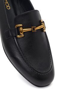 کفش لوفر زنانه چرم مشکی سگک‌دار دری مد