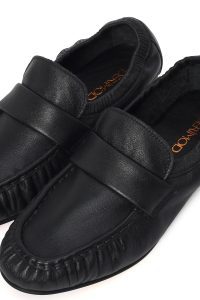 کفش لوفر زنانه چرم مشکی مدل ماسکولن دری مد