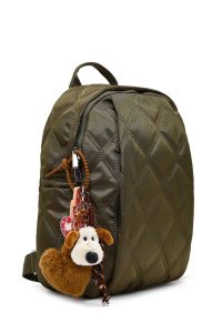 کوله پشتی خاکی لحافی با اکسسوری دری مد