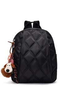 کوله پشتی مشکی لحافی با اکسسوری دری مد