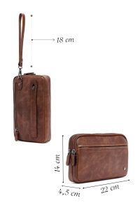 کیف دستی چرمی مردانه قهوه‌ای مینی دری مد