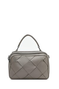 کیف زنانه خاکستری بلند بنددار بافتنی دری مد