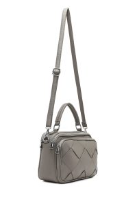 کیف زنانه خاکستری بلند بنددار بافتنی دری مد