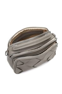 کیف زنانه خاکستری بلند بنددار بافتنی دری مد