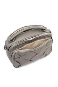 کیف زنانه خاکستری بلند بنددار بافتنی دری مد