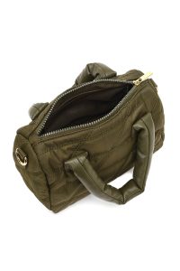 کیف زنانه خاکی بلند بنددار پارچه‌ای دری مد