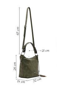 کیف زنانه سبز زیتونی بلند بنددار دری مد