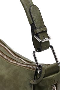 کیف زنانه سبز زیتونی بلند بنددار دری مد