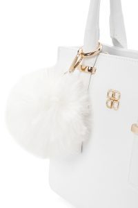 کیف زنانه سفید بلند بنددار با اکسسوری دری مد