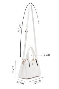 کیف زنانه سفید بلند بنددار دری مد