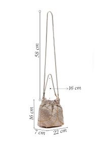 کیف زنانه طلایی بلند زنجیری سنگی مینی مراسم دری مد