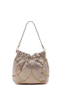 کیف زنانه طلایی بلند زنجیری سنگی مینی مراسم دری مد