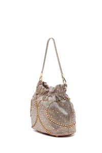 کیف زنانه طلایی بلند زنجیری سنگی مینی مراسم دری مد