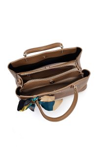 کیف زنانه طوسی بلند بنددار با اکسسوری دری مد