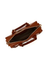 کیف زنانه قهوه‌ای بلند با جزئیات بافت دری مد