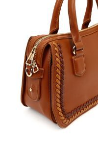 کیف زنانه قهوه‌ای بلند با جزئیات بافت دری مد