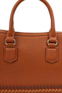 کیف زنانه قهوه‌ای بلند با جزئیات بافت دری مد