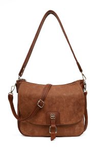 کیف زنانه قهوه‌ای بلند بنددار دری مد