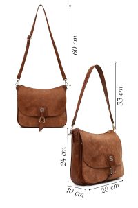 کیف زنانه قهوه‌ای بلند بنددار دری مد