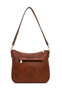 کیف زنانه قهوه‌ای بلند بنددار دری مد