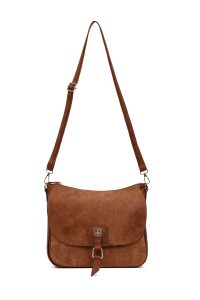 کیف زنانه قهوه‌ای بلند بنددار دری مد