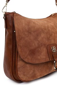 کیف زنانه قهوه‌ای بلند بنددار دری مد