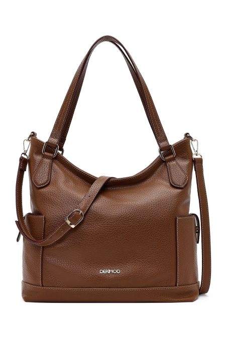 کیف زنانه قهوه‌ای بلند بنددار دری مد