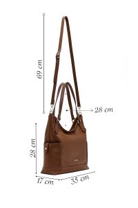 کیف زنانه قهوه‌ای بلند بنددار دری مد