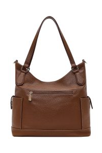 کیف زنانه قهوه‌ای بلند بنددار دری مد