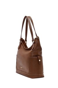 کیف زنانه قهوه‌ای بلند بنددار دری مد