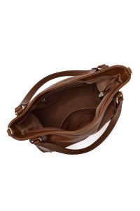 کیف زنانه قهوه‌ای بلند بنددار دری مد
