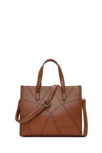 کیف زنانه قهوه‌ای بلند طرح‌دار کلاسیک دری مد