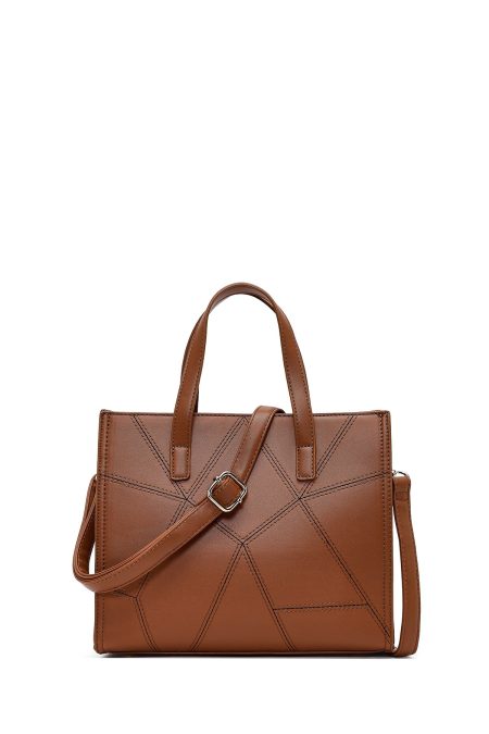 کیف زنانه قهوه‌ای بلند طرح‌دار کلاسیک دری مد