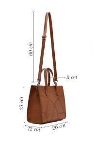 کیف زنانه قهوه‌ای بلند طرح‌دار کلاسیک دری مد