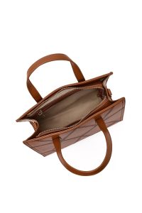 کیف زنانه قهوه‌ای بلند طرح‌دار کلاسیک دری مد