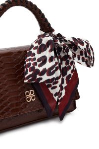 کیف زنانه قهوه‌ای بلند کروکو طرح‌دار کلاسیک دری مد