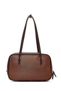 کیف زنانه قهوه‌ای بنددار با اکسسوری دری مد