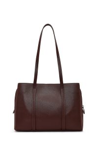 کیف زنانه قهوه‌ای بنددار با اکسسوری دری مد