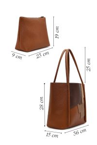 کیف زنانه قهوه‌ای طرح‌دار بنددار دری مد