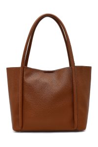 کیف زنانه قهوه‌ای طرح‌دار بنددار دری مد