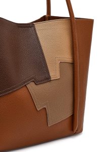 کیف زنانه قهوه‌ای طرح‌دار بنددار دری مد