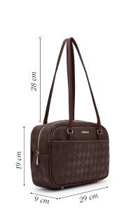 کیف زنانه قهوه‌ای طرح‌دار دری مد