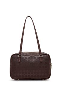 کیف زنانه قهوه‌ای طرح‌دار دری مد