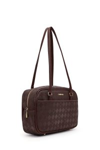 کیف زنانه قهوه‌ای طرح‌دار دری مد