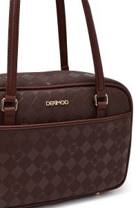 کیف زنانه قهوه‌ای طرح‌دار دری مد