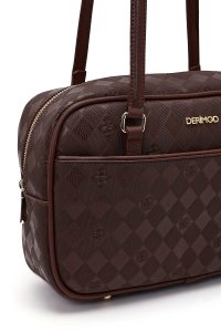 کیف زنانه قهوه‌ای طرح‌دار دری مد